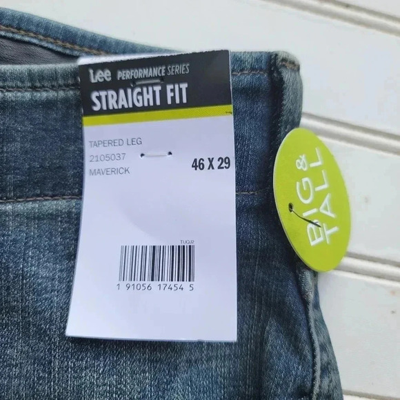 NWT Lee Mens Big & Tall Extreme Motion Straight Fit Tapered Leg Jeans Blue 46x29 - Picture 8 of 13